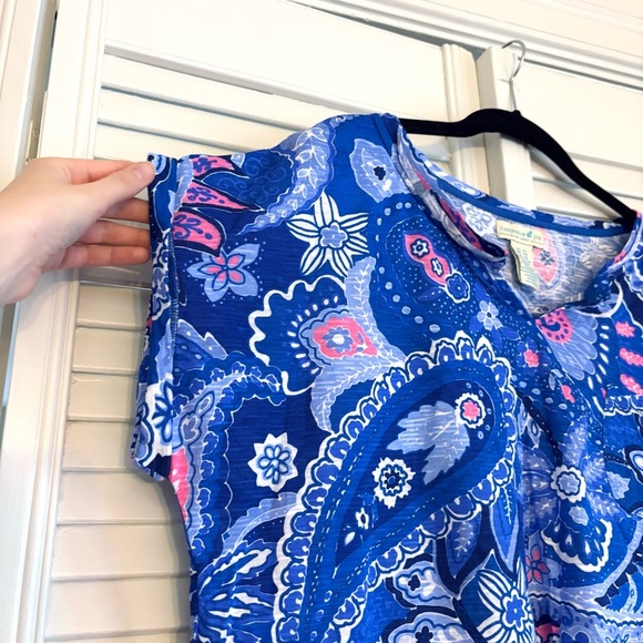 NWT Caribbean Joe Floral Paisley Print Short Sleeve Tee T Shirt Size XL - Picture 2 of 7